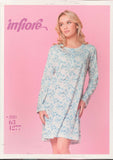 CAMICIA DA NOTTE DONNA SERAFINO MANICA LUNGA PURO COTONE FIORI MARCA INFIORE ART. JRD1277