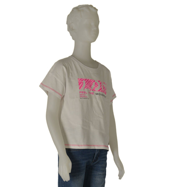 T-SHIRT RAGAZZA COTONE GIROCOLLO MEZZA MANICA STAMPA CORTA LARGA MARCA LOSAN ART. 31G-1000AL