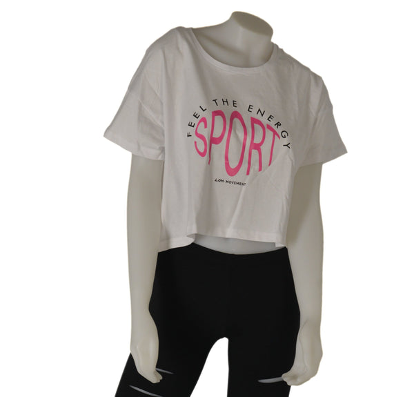 T-SHIRT MAGLIETTA DONNA RAGAZZA GIROCOLLO STAMPA SPORT PURO COTONE MARCA LOSAN ART. 31E1015AL