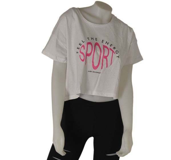 T-SHIRT MAGLIETTA DONNA RAGAZZA GIROCOLLO STAMPA SPORT PURO COTONE MARCA LOSAN ART. 31E1015AL