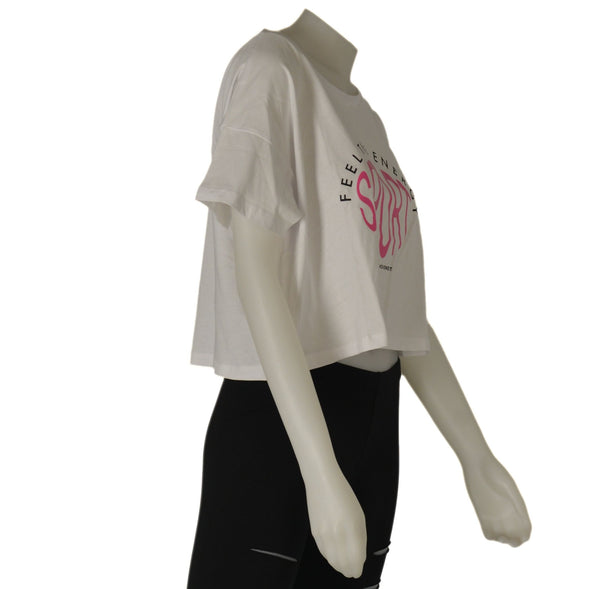 T-SHIRT MAGLIETTA DONNA RAGAZZA GIROCOLLO STAMPA SPORT PURO COTONE MARCA LOSAN ART. 31E1015AL