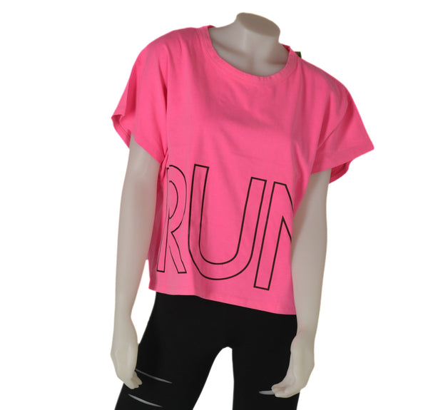 T-SHIRT MAGLIETTA DONNA RAGAZZA PURO COTONE STAMPA RUN MARCA LOSAN ART. 31E1005AL