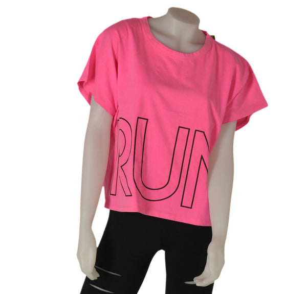 T-SHIRT MAGLIETTA DONNA RAGAZZA PURO COTONE STAMPA RUN MARCA LOSAN ART. 31E1005AL