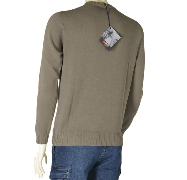 MAGLIONE UOMO COTONE GIROCOLLO MANICA LUNGA POLSINI FASCIA MARCA RE DEL MARE ART.22.3600