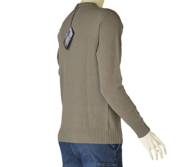 MAGLIONE UOMO COTONE GIROCOLLO MANICA LUNGA POLSINI FASCIA MARCA RE DEL MARE ART.22.3600