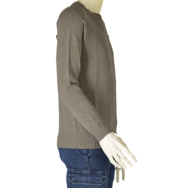 MAGLIONE UOMO COTONE GIROCOLLO MANICA LUNGA POLSINI FASCIA MARCA RE DEL MARE ART.22.3600