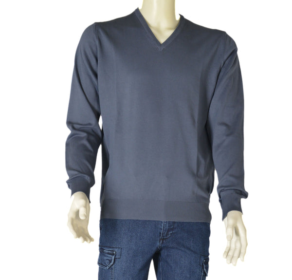MAGLIONE UOMO COTONE SCOLLO POLSINI FASCIA MARCA RE DEL MARE ART. 2.11