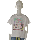 T-SHIRT RAGAZZA COTONE GIROCOLLO MEZZA MANICA CORTA LARGA STAMPA MARCA LOSAN ART. 31G-1011AL