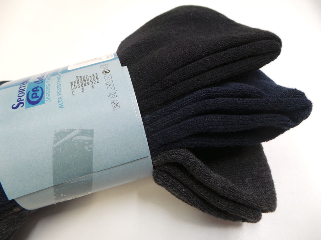 6 Paia Calze Uomo Tubo Lunghe Blu Navy Punta Bianca Taglia Large - TCK #771L (nuove Senza Etichette) - Foto 5
