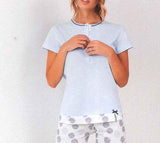 PIGIAMA DONNA RAGAZZA SERAFINO PURO COTONE POIS MARCA OHANA ART. 21464