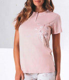 PIGIAMA CORTO DONNA RAGAZZA SERAFINO PURO COTONE FIORI OHANA ART. 21417