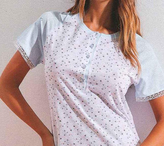 Camicia Da Notte, Fiori, Scollo A V, Manica Ad Aletta, Cotone - Foto 8