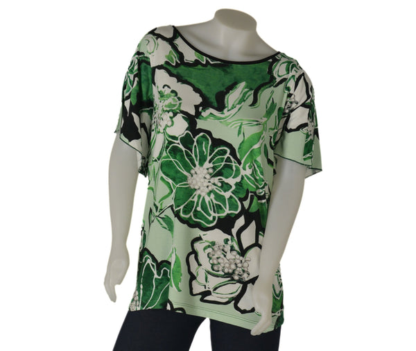 T-SHIRT DONNA MEZZA MANICA GIROCOLLO FLOREALE MARCA SILCO GAIA ART.105