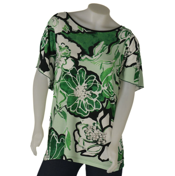 T-SHIRT DONNA MEZZA MANICA GIROCOLLO FLOREALE MARCA SILCO GAIA ART.105