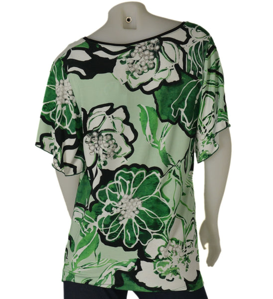 T-SHIRT DONNA MEZZA MANICA GIROCOLLO FLOREALE MARCA SILCO GAIA ART.105