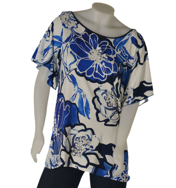 T-SHIRT DONNA MEZZA MANICA GIROCOLLO FLOREALE MARCA SILCO GAIA ART.105