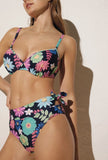 Bikini donna Ysabel Mora art 82329 coppa C imbottito mutanda alta floreale