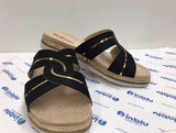 CIABATTA DONNA RAGAZZA INTRECCIO PELLE ZEPPA ANTISCIVOLO COMODA INBLU ART. SA43