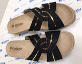 CIABATTA DONNA RAGAZZA INTRECCIO PELLE ZEPPA ANTISCIVOLO COMODA INBLU ART. SA43